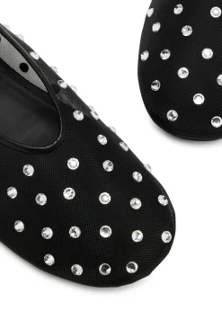 Marcy crystal-embellished mesh ballet flats