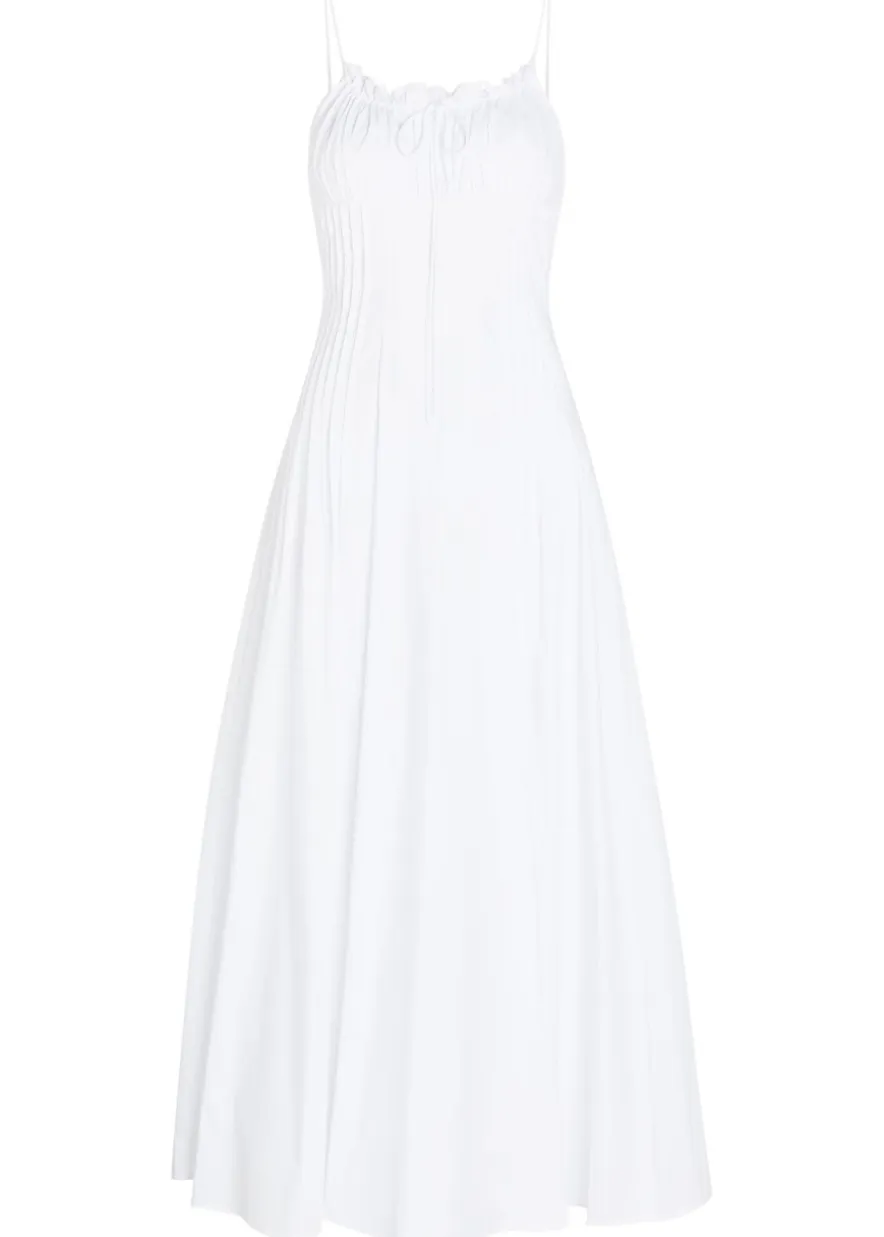 Margi pintuck stretch-cotton midi dress