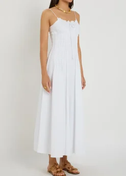 Margi pintuck stretch-cotton midi dress