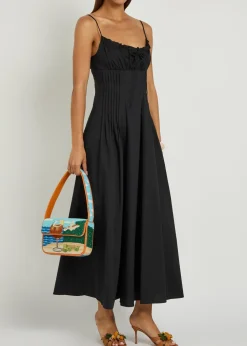 Margi pintuck stretch-cotton midi dress