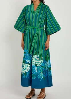 Margo striped cotton-poplin midi dress