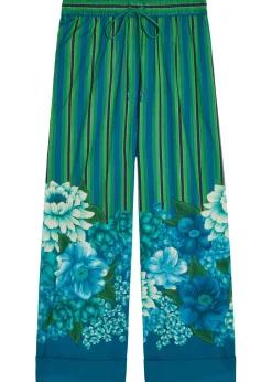 Margo striped wide-leg cotton cropped trousers