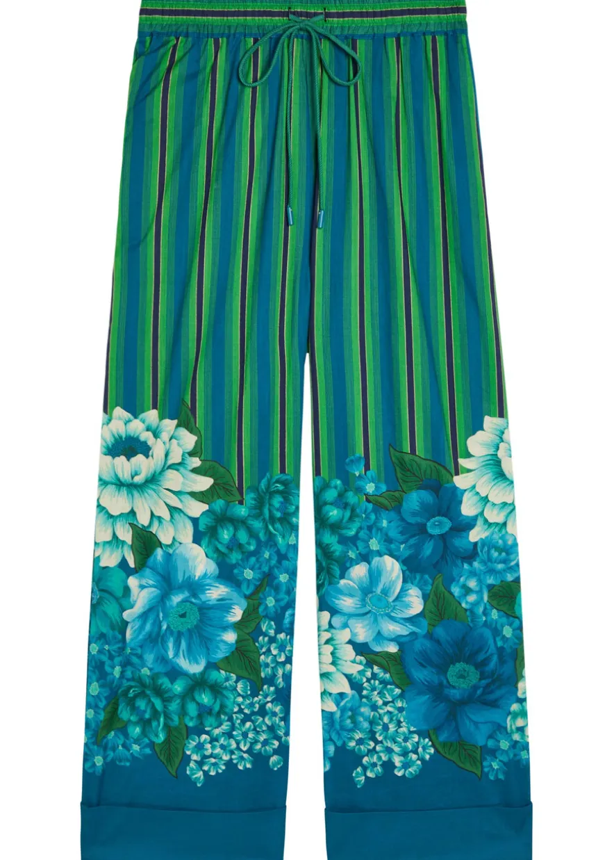 Margo striped wide-leg cotton cropped trousers
