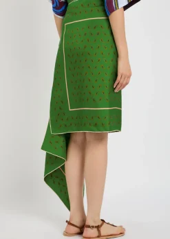 Margot printed asymmetric silk midi skirt