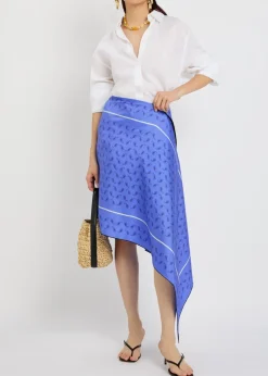Margot printed asymmetric silk midi skirt