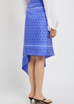 Margot printed asymmetric silk midi skirt