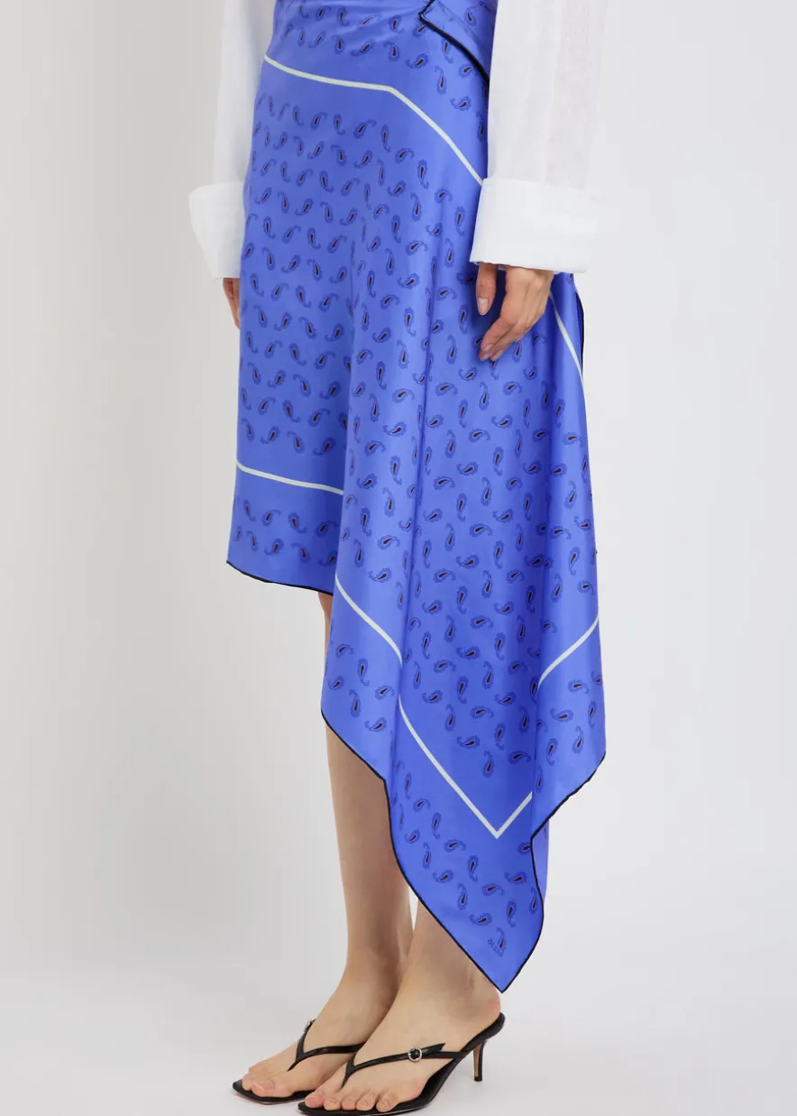 Margot printed asymmetric silk midi skirt