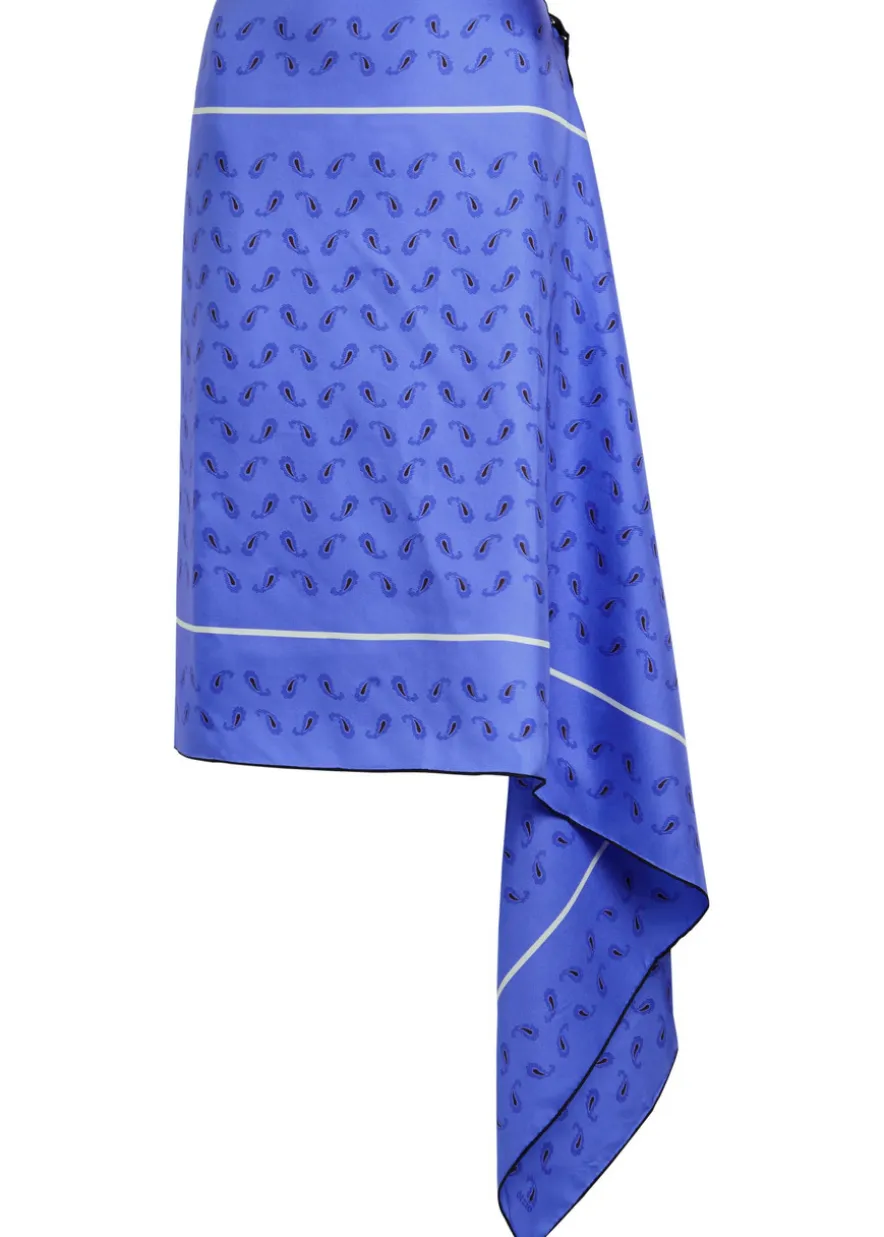 Margot printed asymmetric silk midi skirt