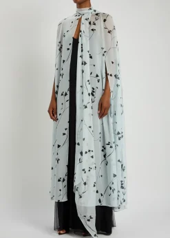 Maria floral-print silk cape