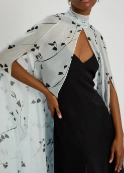 Maria floral-print silk cape