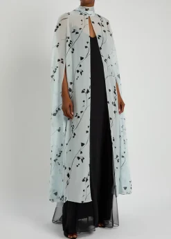 Maria floral-print silk cape