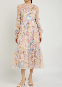 Mariannes floral-embellished tulle midi dress