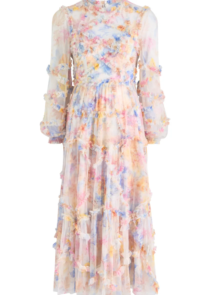 Mariannes floral-embellished tulle midi dress
