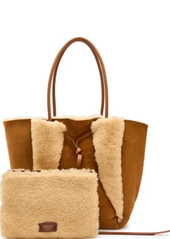 Marija shearling and suede tote bag