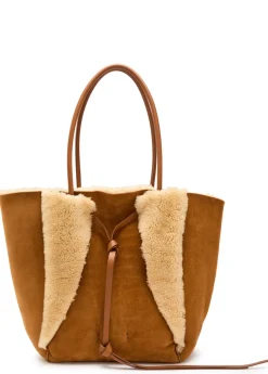 Marija shearling and suede tote bag