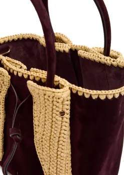 Marija small raffia and suede tote bag