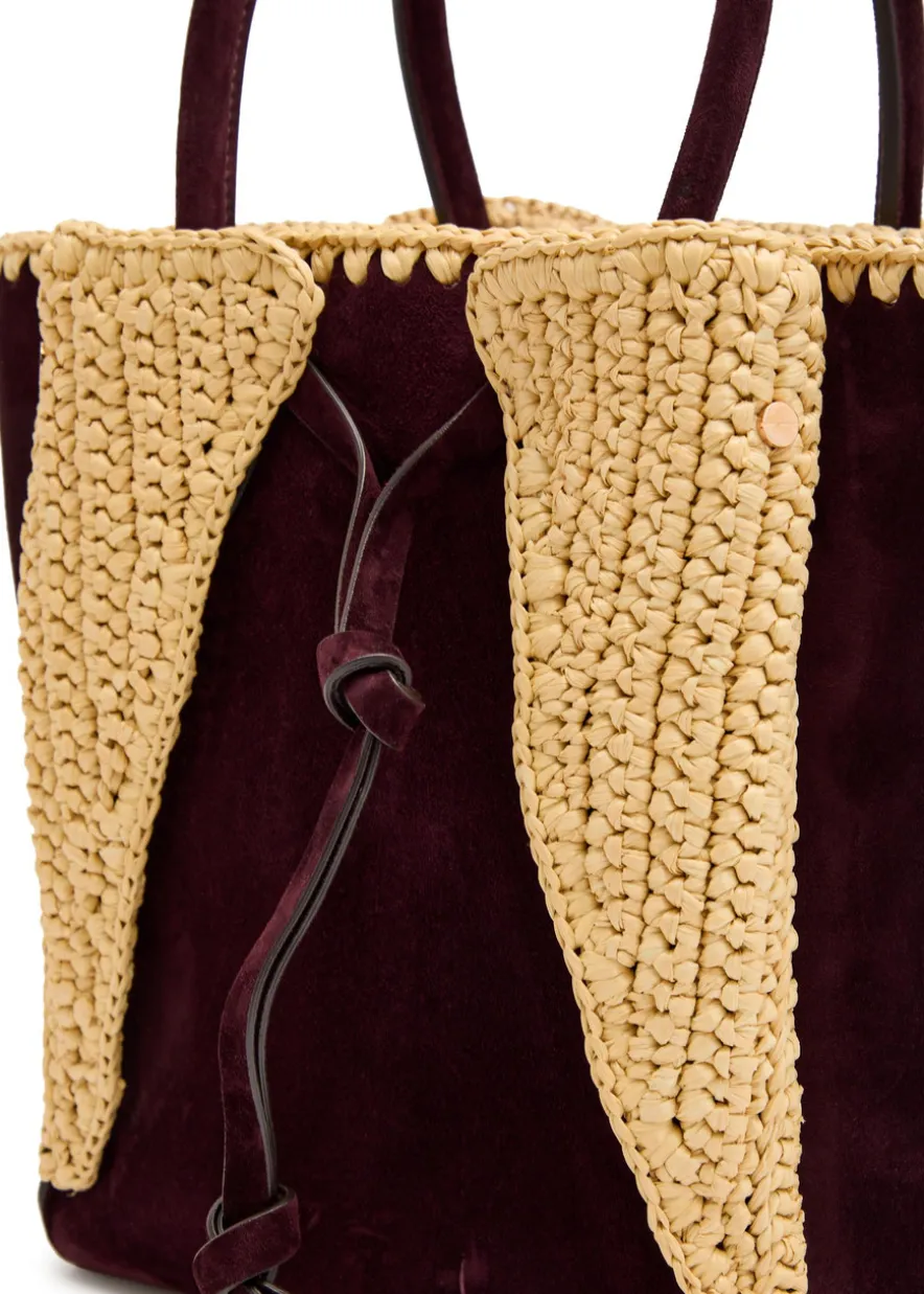 Marija small raffia and suede tote bag