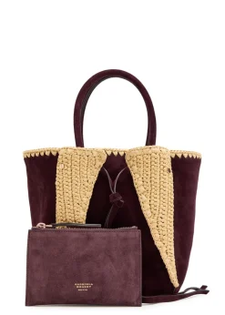 Marija small raffia and suede tote bag