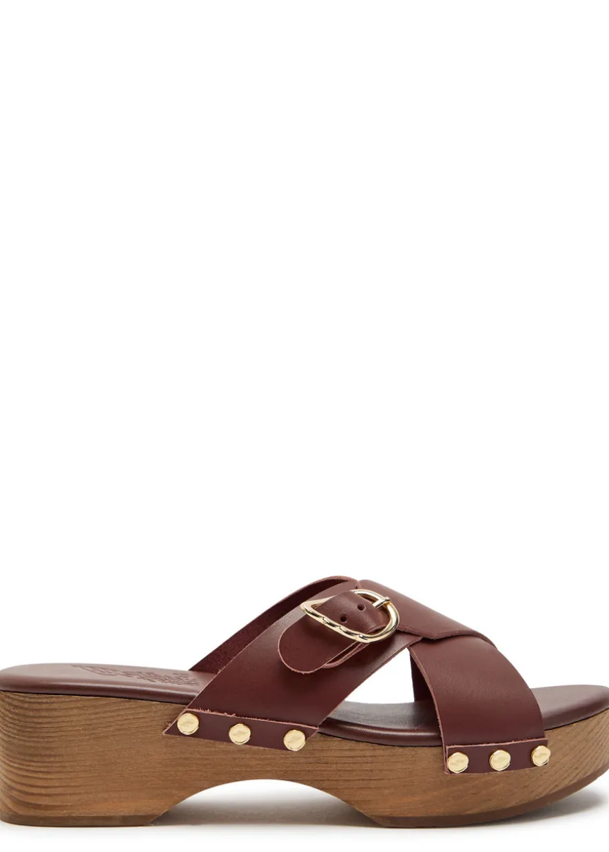 Marilisa cross-over leather clogs