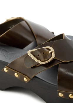 Marilisa stud-embellished leather clog sandals