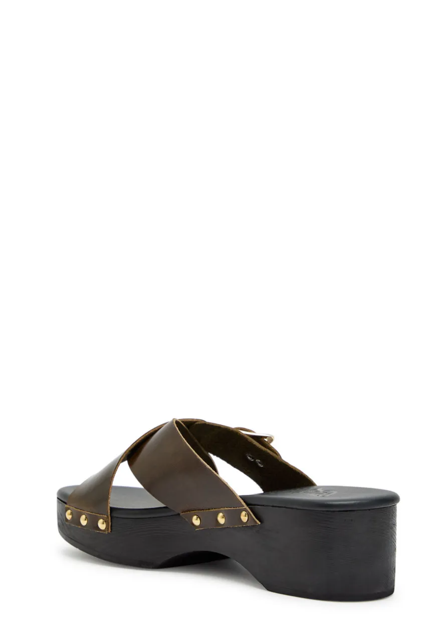 Marilisa stud-embellished leather clog sandals