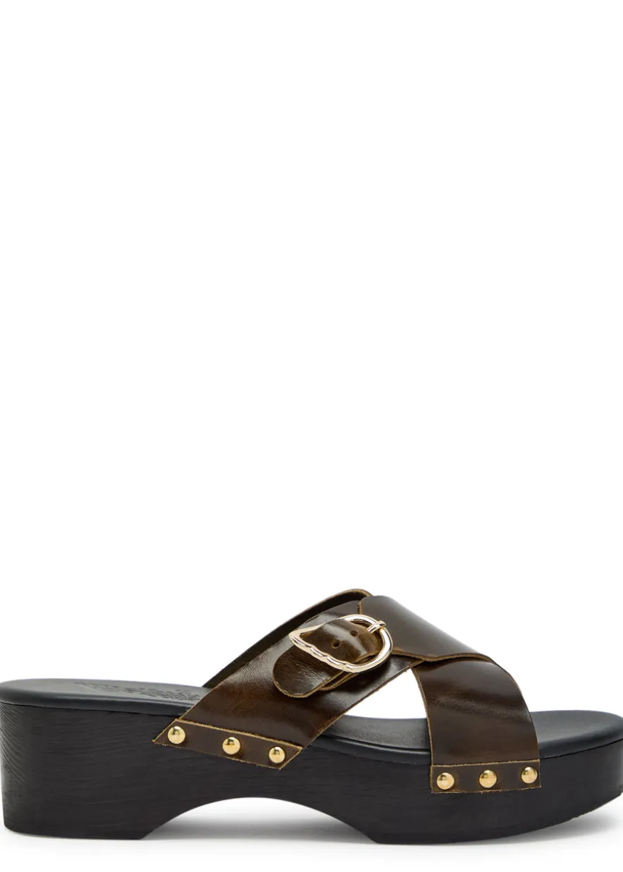 Marilisa stud-embellished leather clog sandals