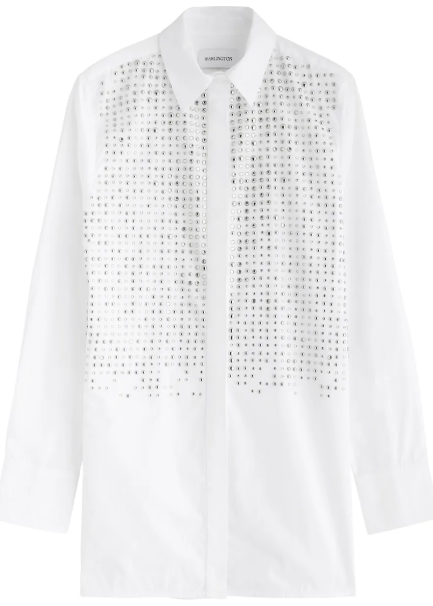 Marley embellished cotton-poplin shirt