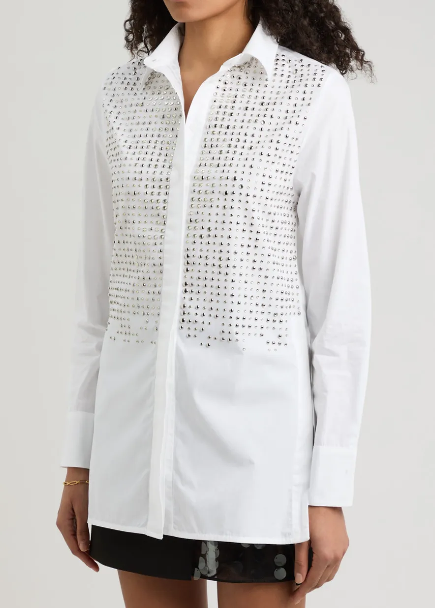 Marley embellished cotton-poplin shirt