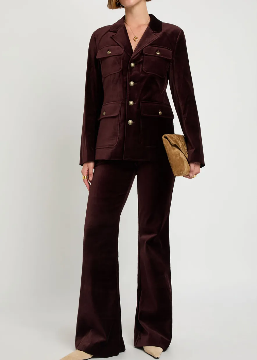 Marlow flared-leg velvet trousers