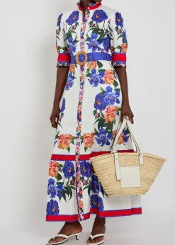 Marni floral-print belted cotton maxi dress