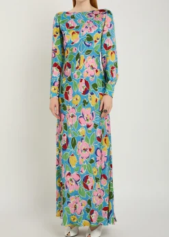 Marni floral-print satin maxi dress
