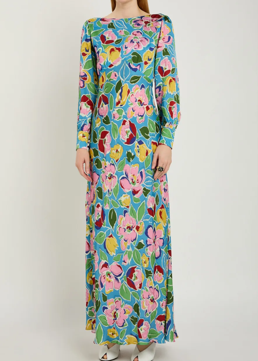 Marni floral-print satin maxi dress