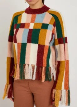 Marojerelle checked wool-blend jumper