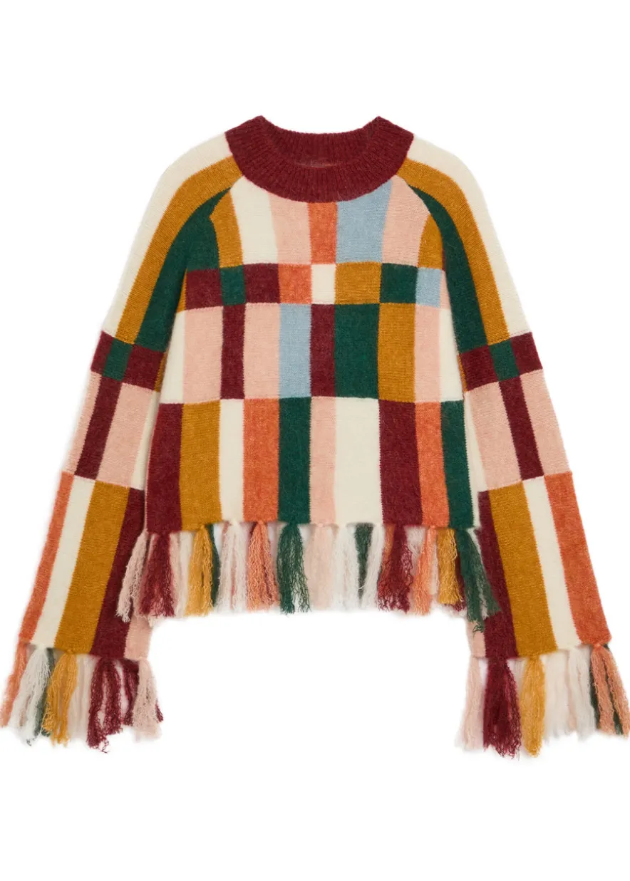 Marojerelle checked wool-blend jumper