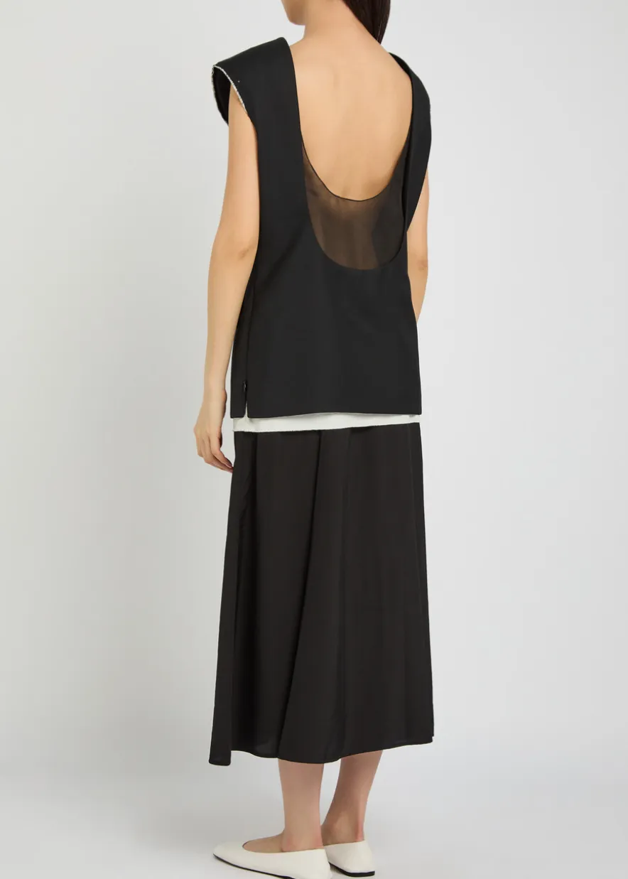 Marta layered wool and satin midi dress