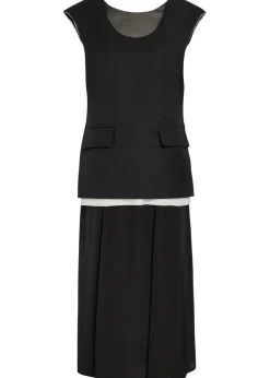 Marta layered wool and satin midi dress