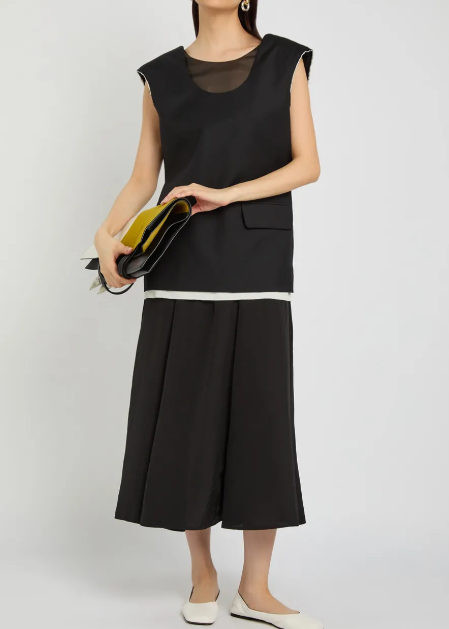 Marta layered wool and satin midi dress
