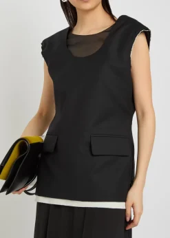 Marta layered wool and satin midi dress