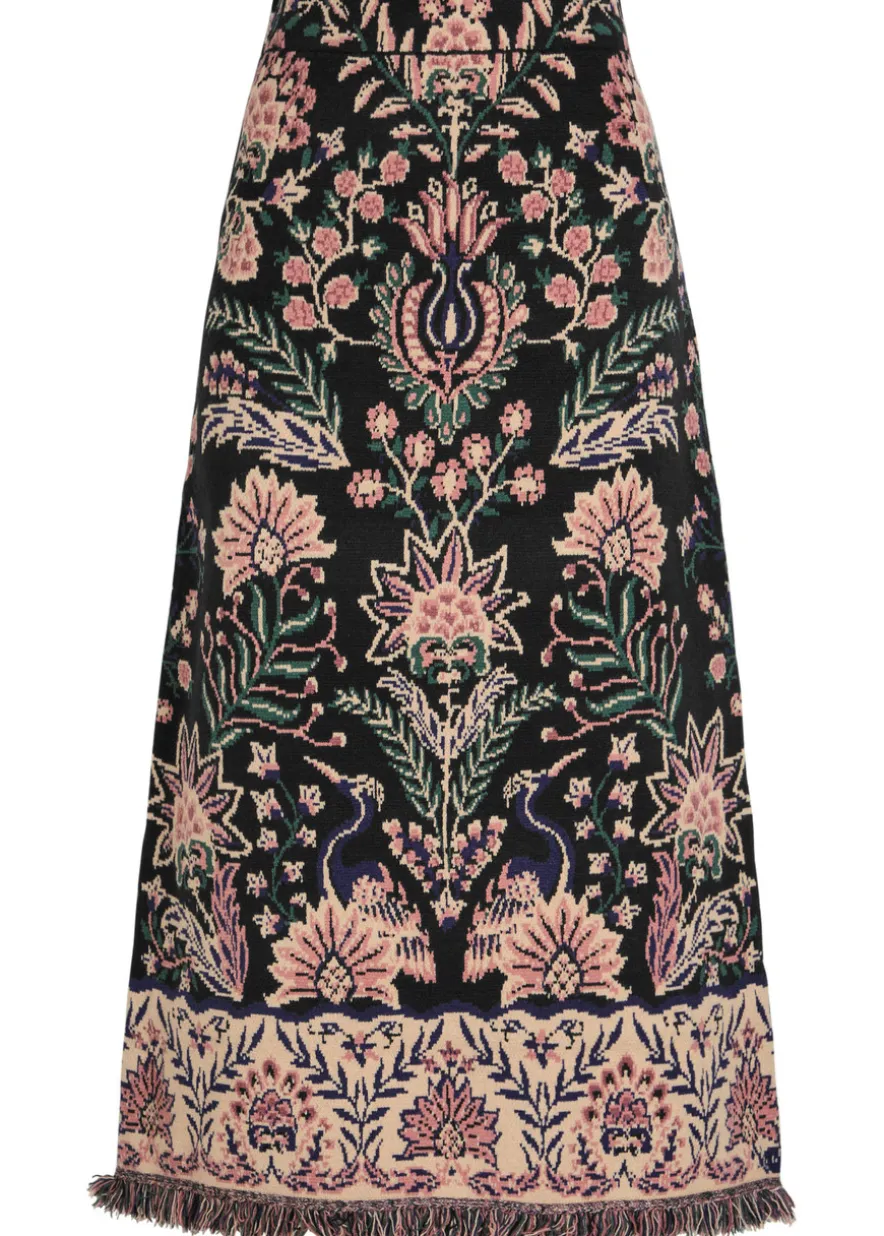 Marvelous Garden floral-jacquard knit midi skirt