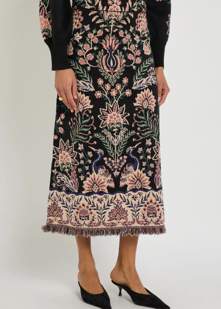Marvelous Garden floral-jacquard knit midi skirt