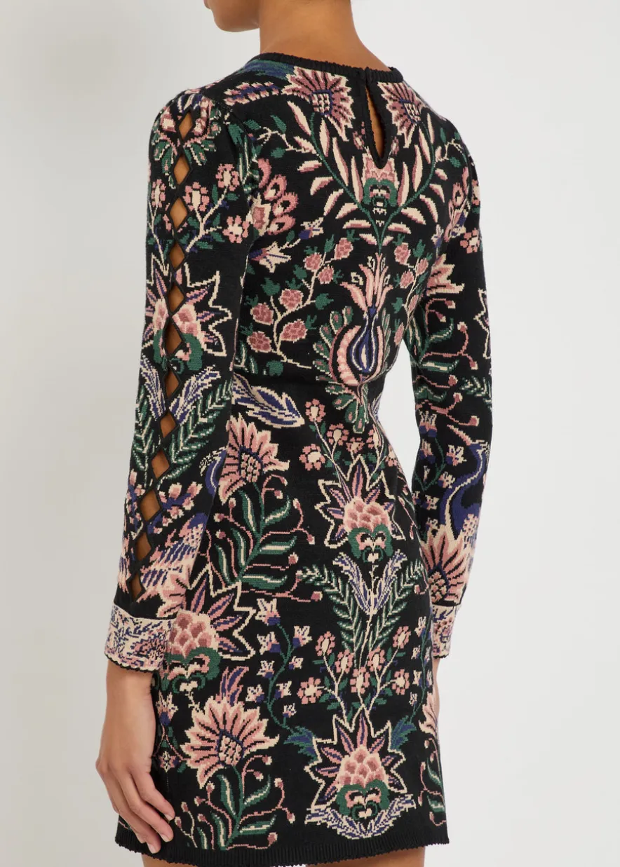 Marvelous Garden floral-jacquard knit mini dress
