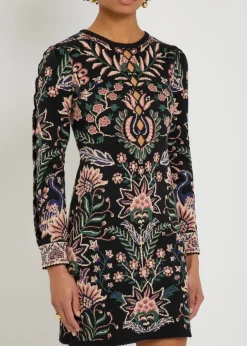 Marvelous Garden floral-jacquard knit mini dress
