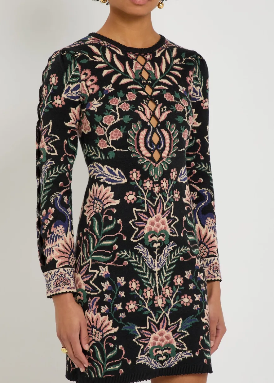 Marvelous Garden floral-jacquard knit mini dress