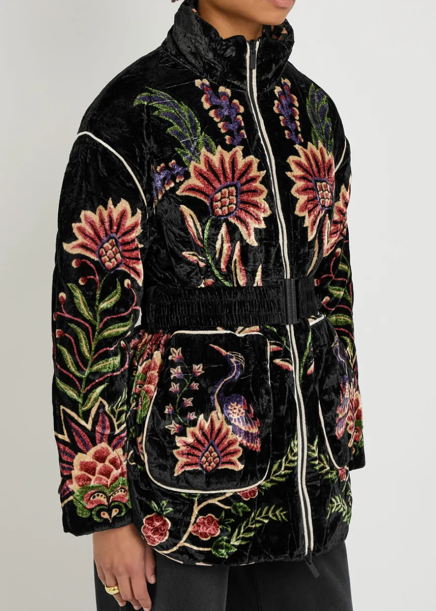 Marvelous Garden floral-print velvet jacket