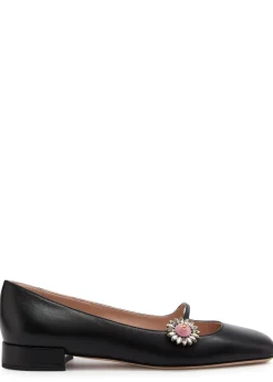 Mary Jane embellished leather ballet flats