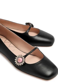 Mary Jane embellished leather ballet flats