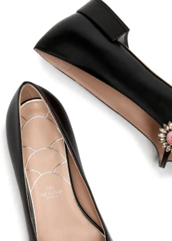 Mary Jane embellished leather ballet flats