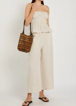 Mateo cropped wide-leg linen trousers