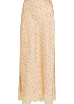 Matilde floral-print satin midi skirt