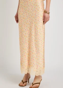 Matilde floral-print satin midi skirt
